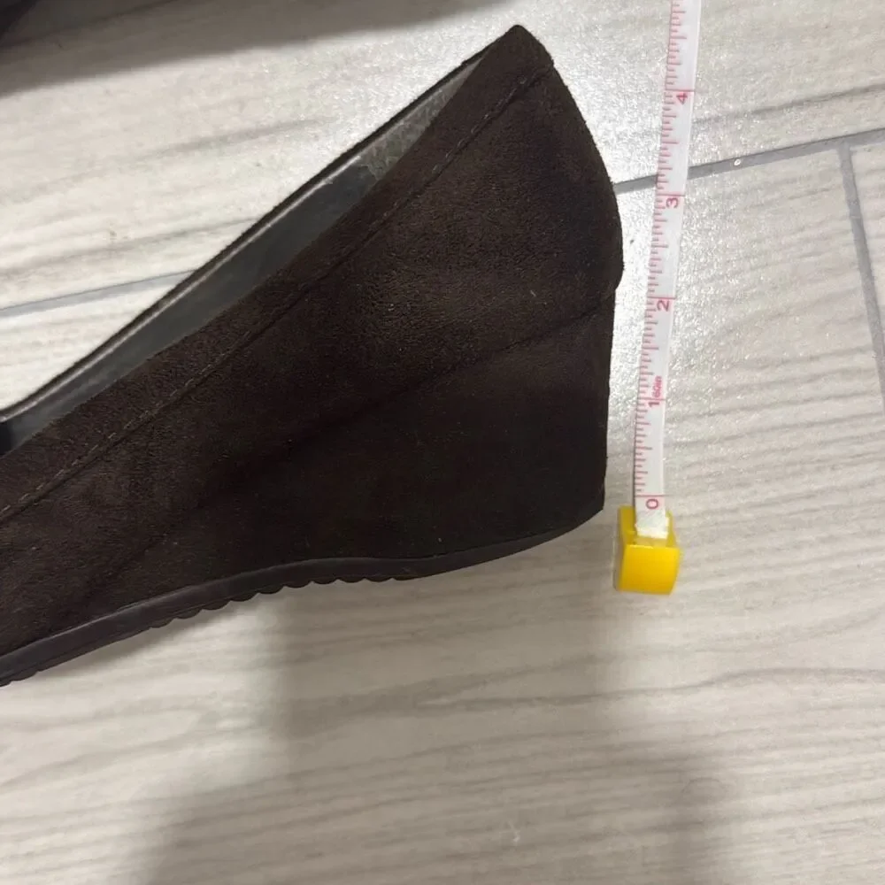 Marc‎ Fischer Brown Wedge Buckle Heel Size 7.5 Women’s